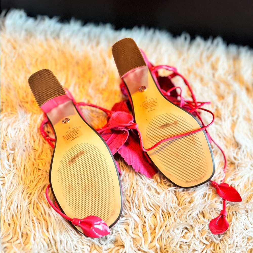 Cecelia New York : HIBISCUS. Color Coral. Elegant Pink Floral Women's Heels - Picture 8 of 10
